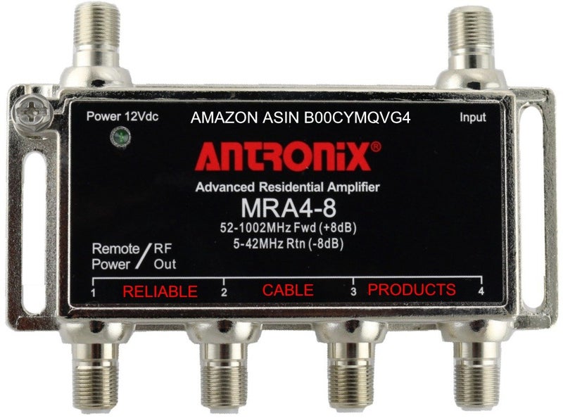 Antronix Amplifier, Cable TV RF Broadband 8dB Gain Four Output 5-1002Mhz w/ Power Adapter - Image 1